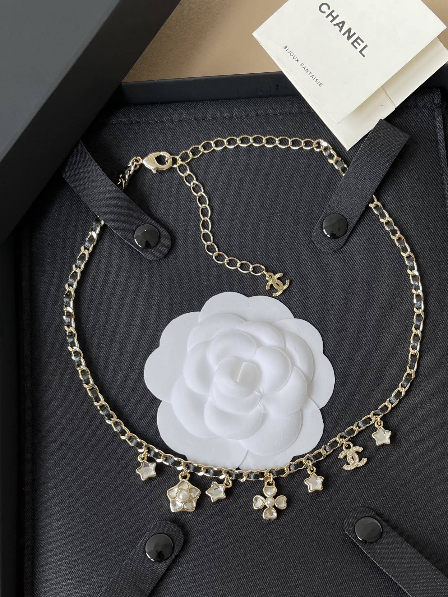 Chanel AW 2025/26 Leather Chain Necklace with CC & Pearl Charms