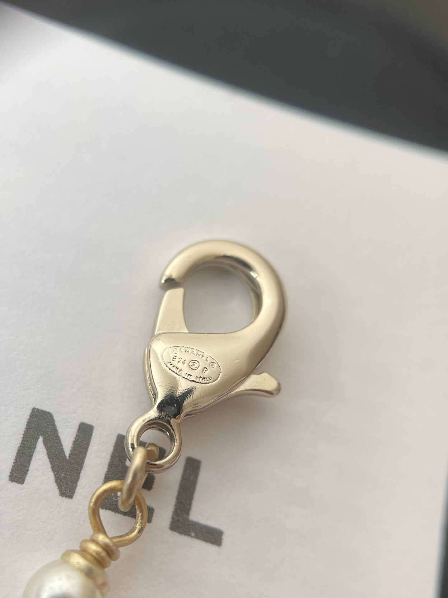 Elegant Gold-Tone Pearl and Crystal CC Logo Necklace for Women