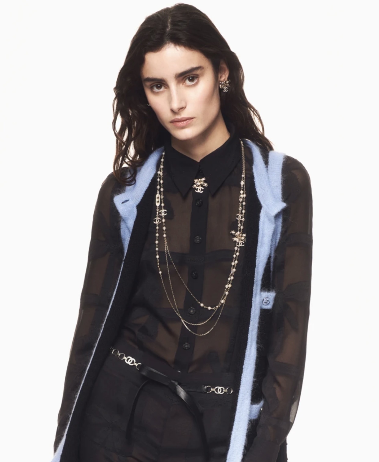 Chanel CC Logo Long Necklace - Gold Metal, Pearls & Crystals