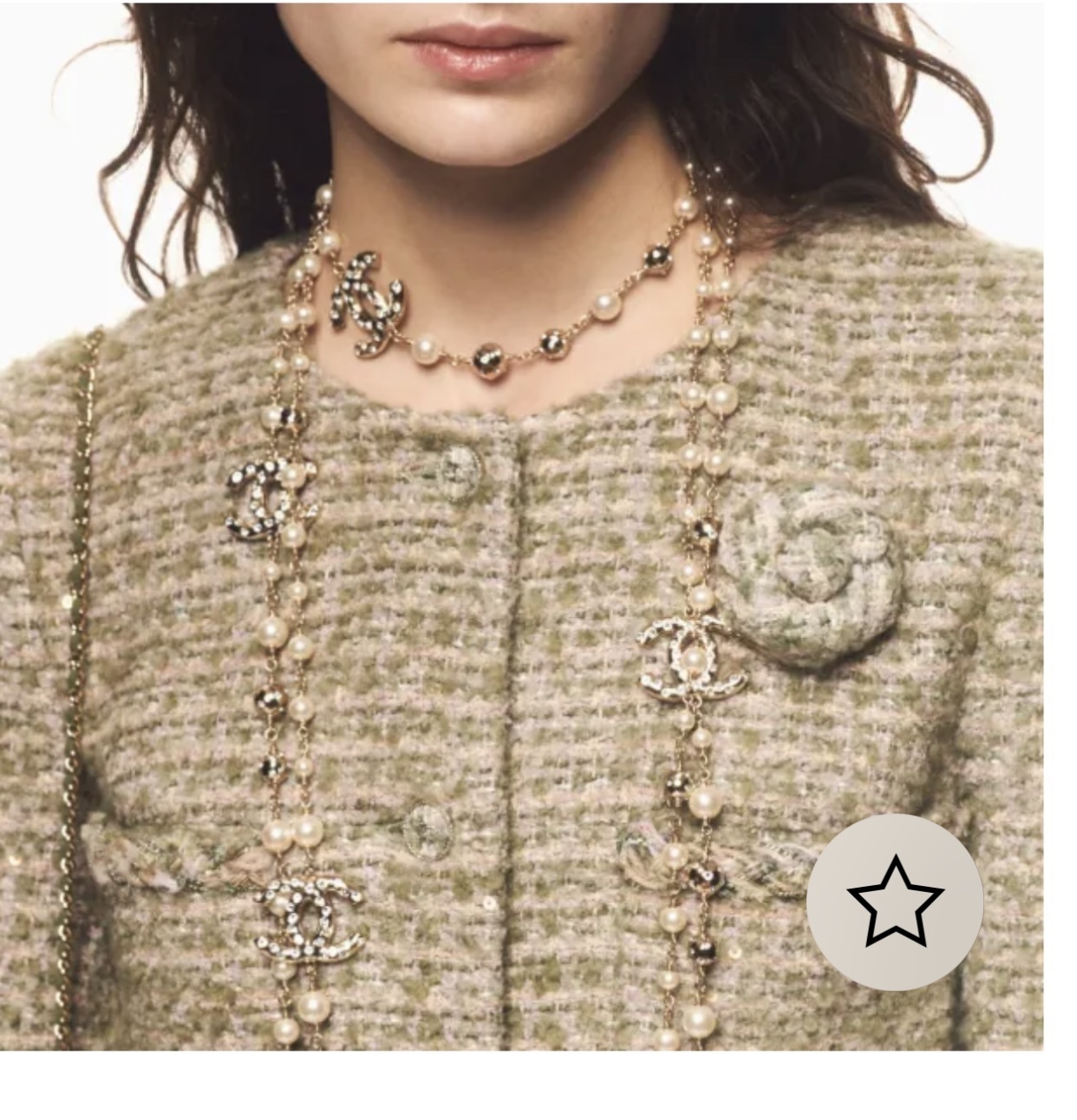 Chanel CC Logo Pearl Necklace - Gold Tone with Crystals