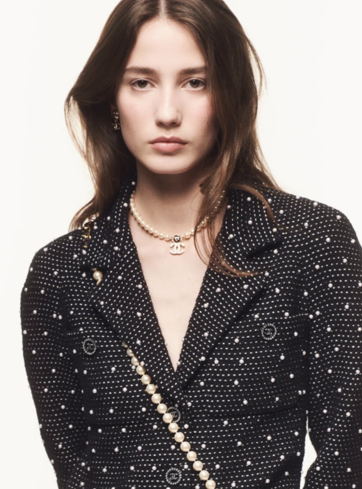 Chanel CC Logo Pearl Necklace - Elegant Crystal Heart Choker