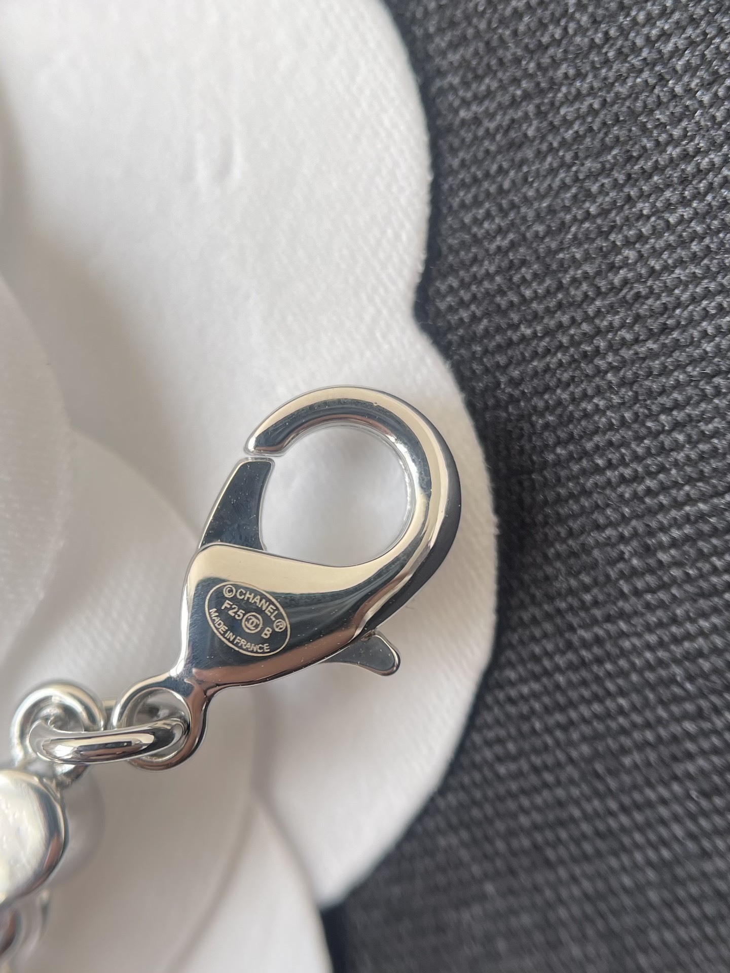 Chanel Silver-Tone Pearl and Crystal CC Logo Pendant Necklace