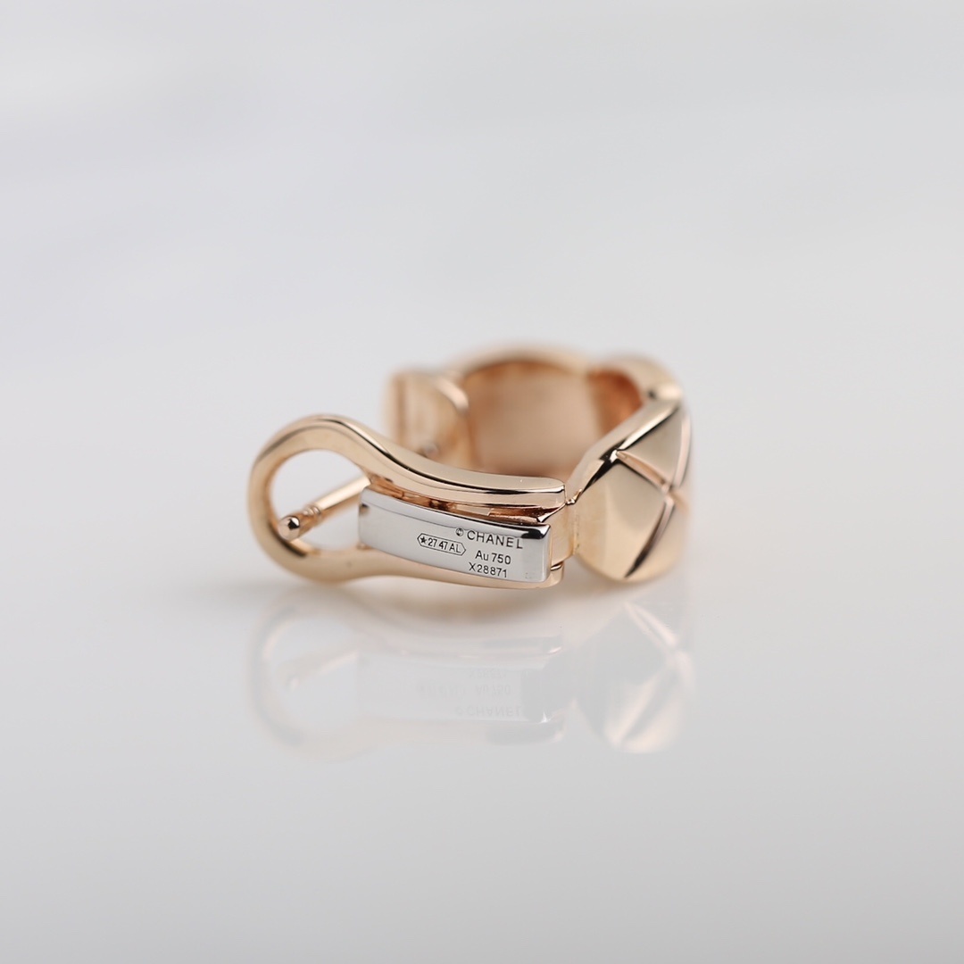 Chanel Coco Crush Inspired Quilted Jewelry Set - Rose Gold