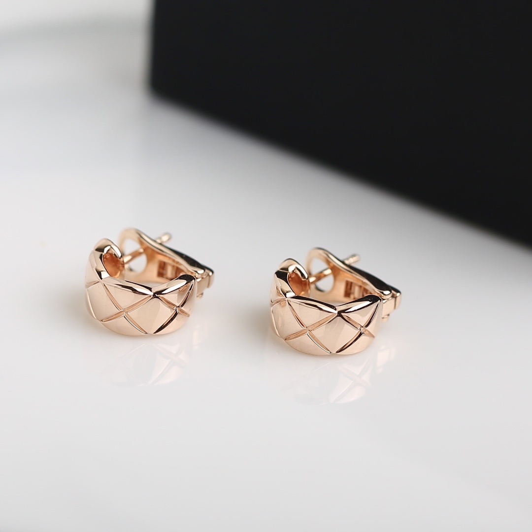 Chanel Coco Crush Inspired Quilted Jewelry Set - Rose Gold