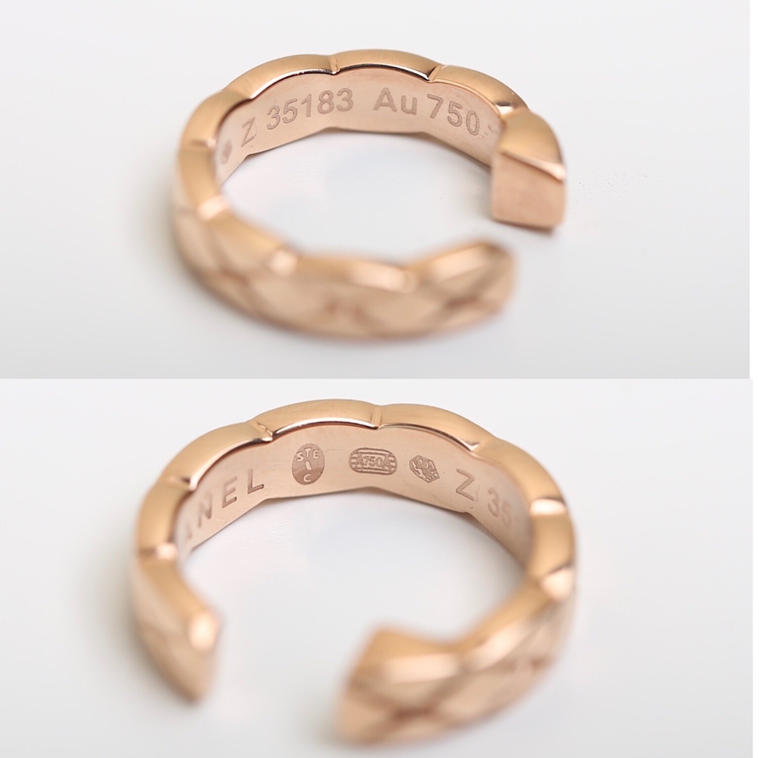 Chanel Coco Crush Quilted Ear Cuff & Ring Set - Luxury 18K Gold