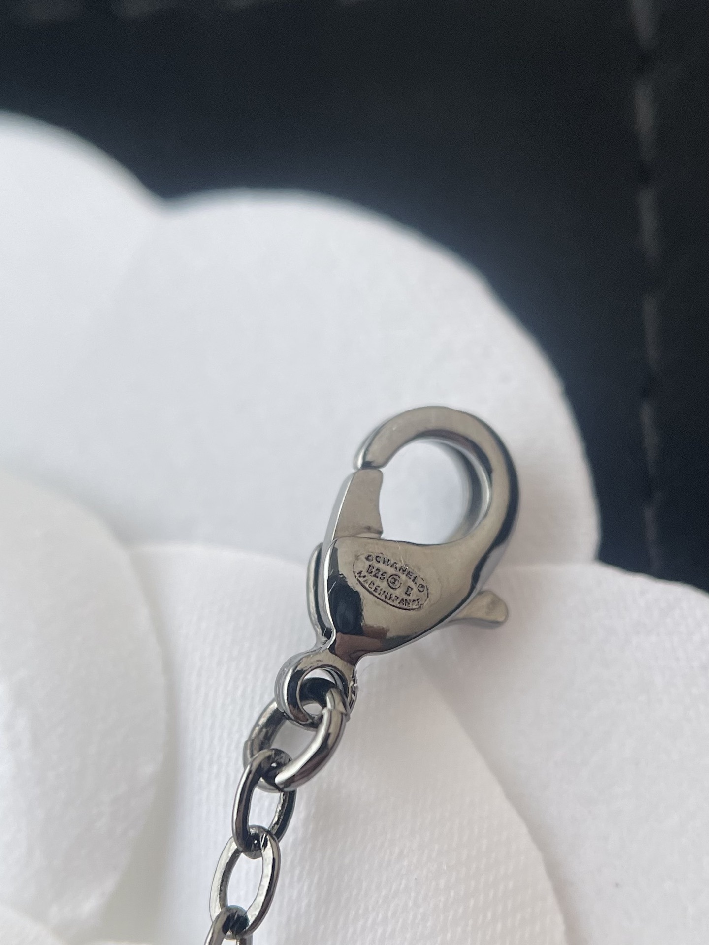 Chanel CC Logo Pink Resin Crystal Necklace - Ruthenium Finish