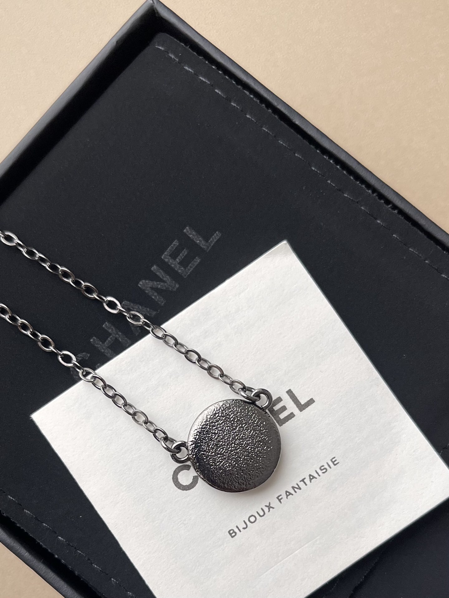 Chanel CC Logo Pink Resin Crystal Necklace - Ruthenium Finish