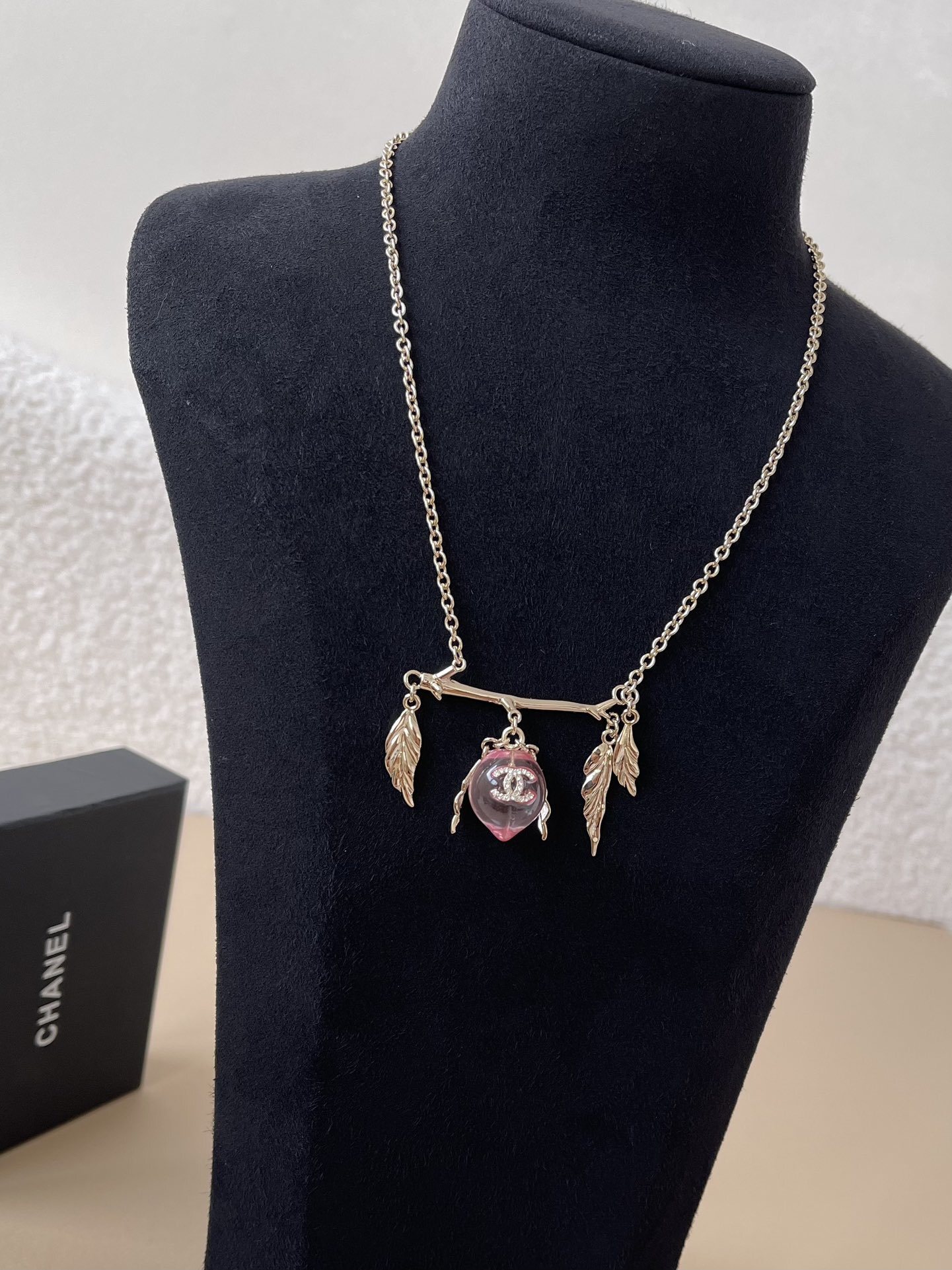 Chanel 2024/25 Metiers d'Art Pink Resin Fruit Branch Necklace