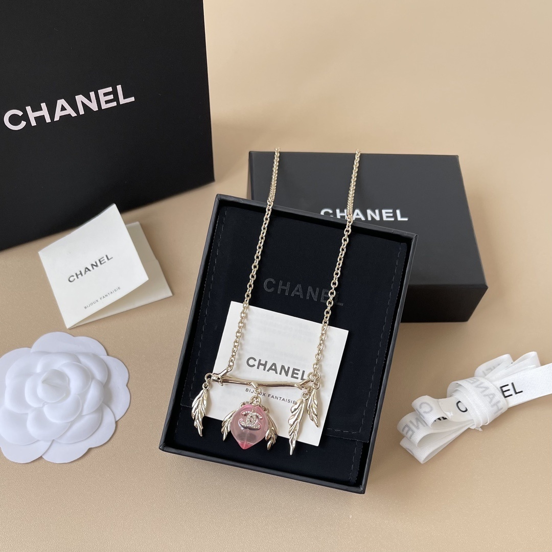 Chanel 2024/25 Metiers d'Art Pink Resin Fruit Branch Necklace