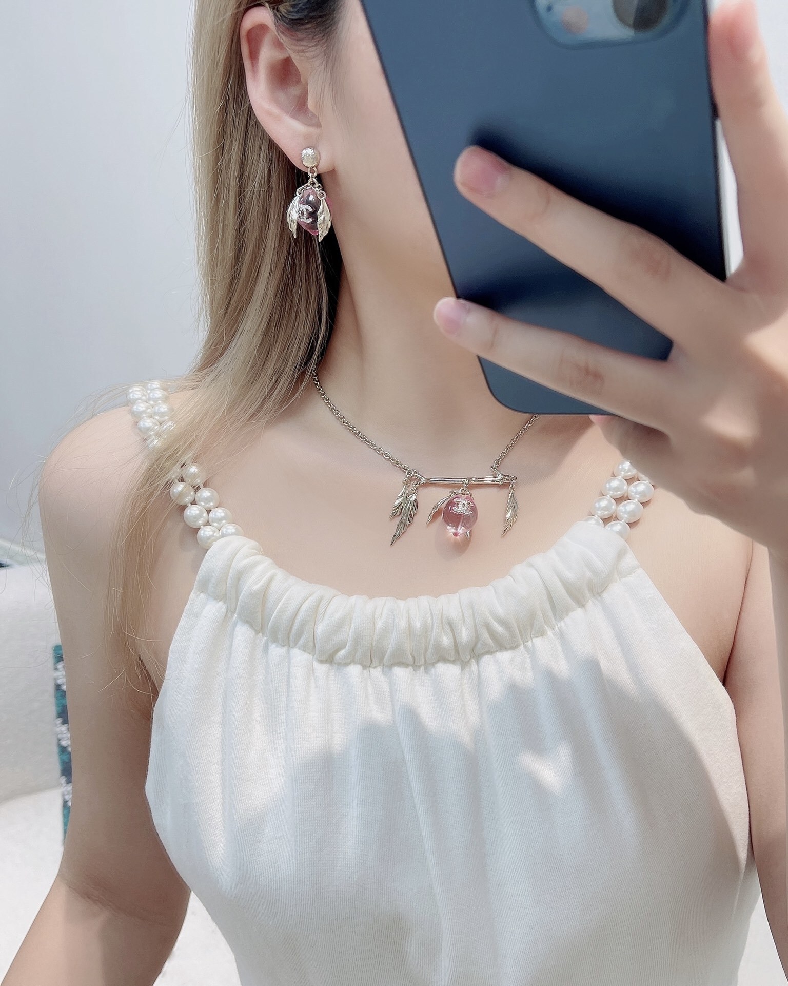 Chanel 2024/25 Metiers d'Art Pink Resin Fruit Branch Necklace