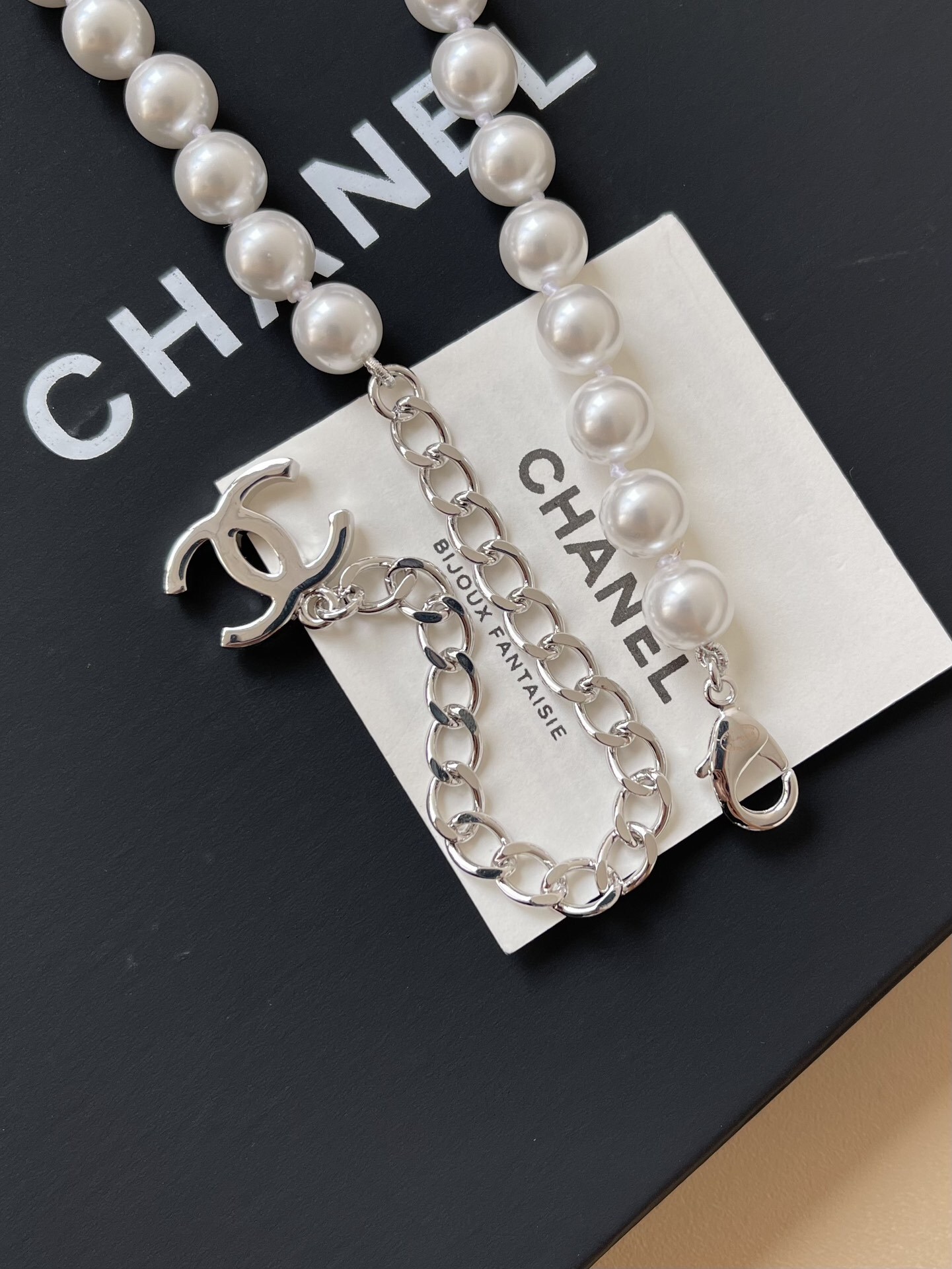 Luxury Double Strand Pearl Necklace with Interlocking CC Charms