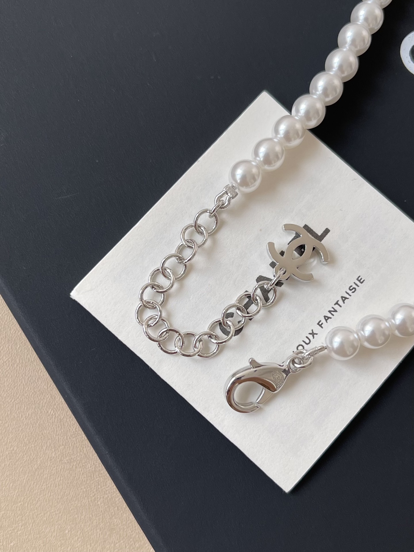 Elegant Blue Heart CC Pearl Long Necklace - 2025 Collection