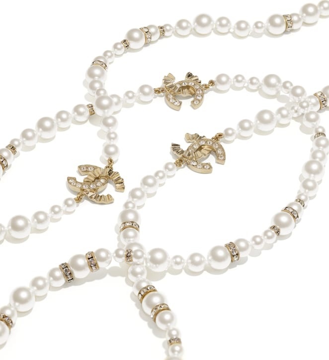 Luxury Multi-Layer Long Pearl Necklace with Crystal CC Charms