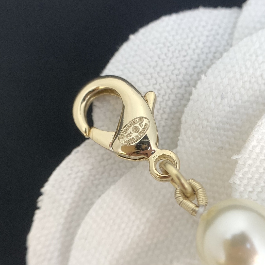 Luxury Multi-Layer Long Pearl Necklace with Crystal CC Charms