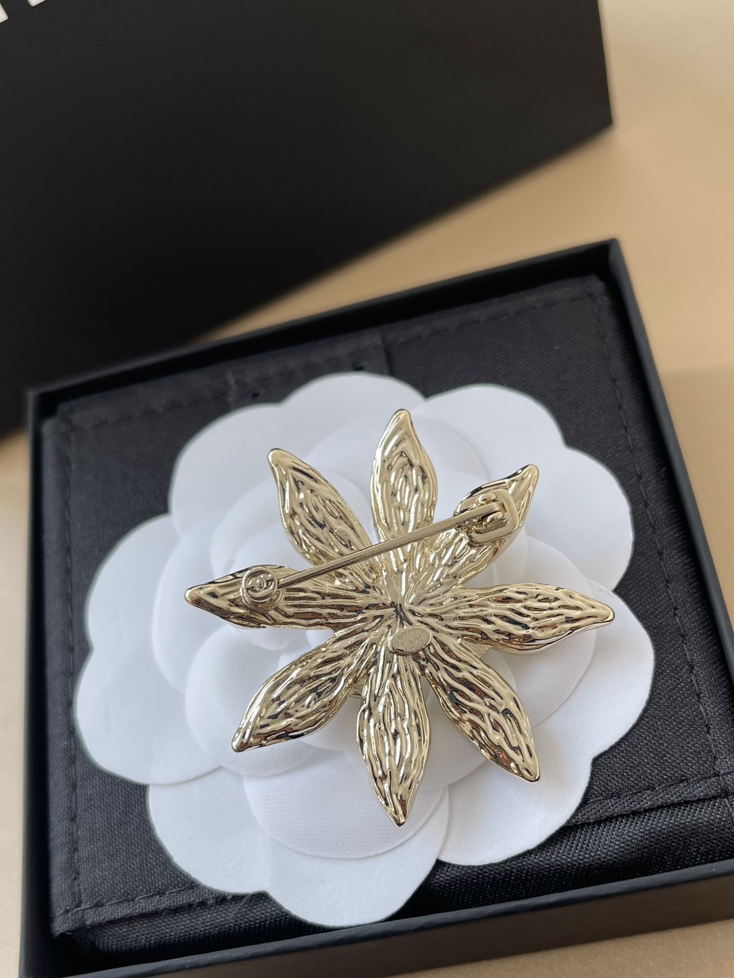 Chanel Crystal Flower Brooch - Luxury Gold Sunburst CC Pin
