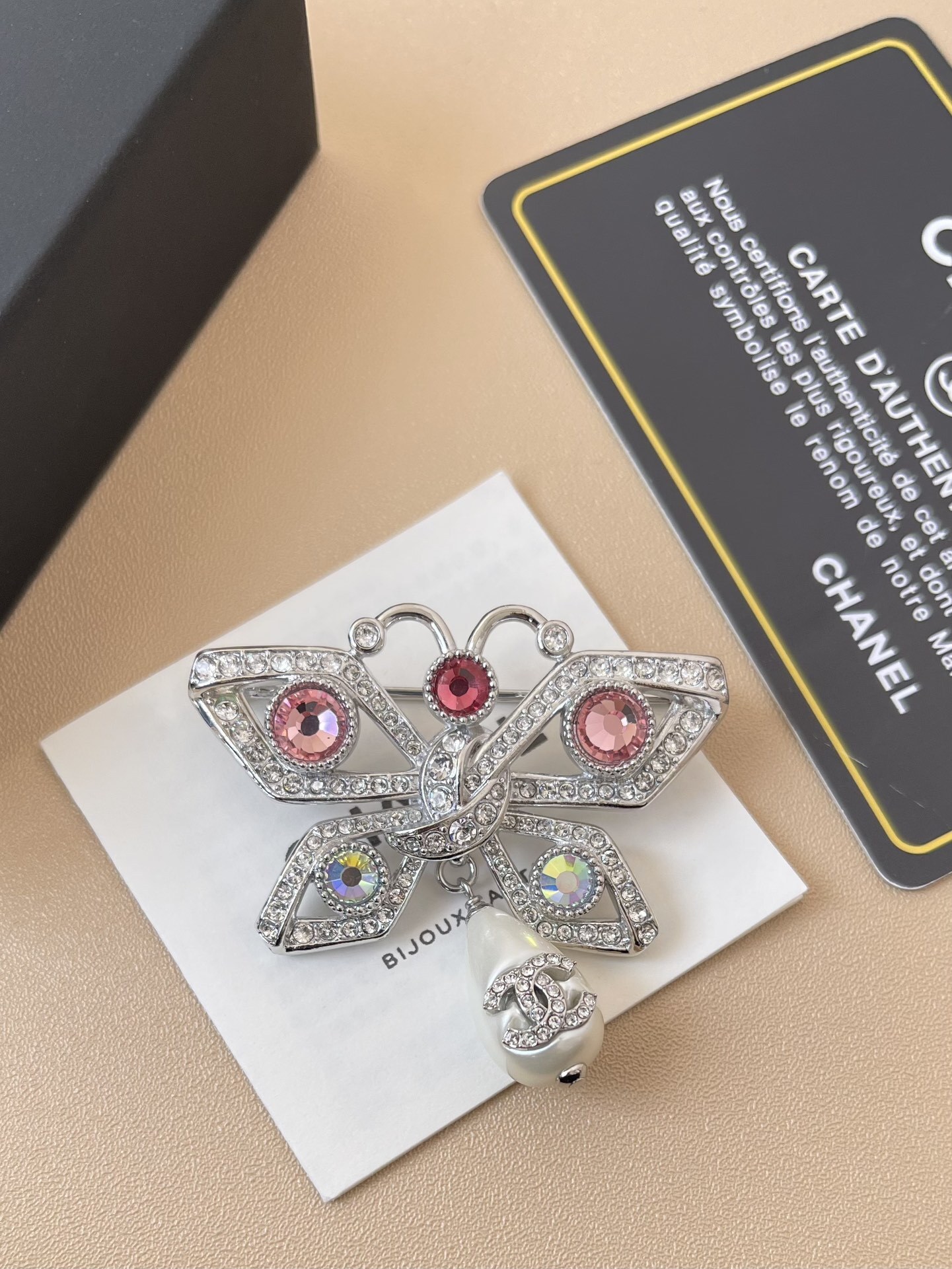 Elegant Silver Butterfly Jewelry Set with Pink Crystals & Pearls