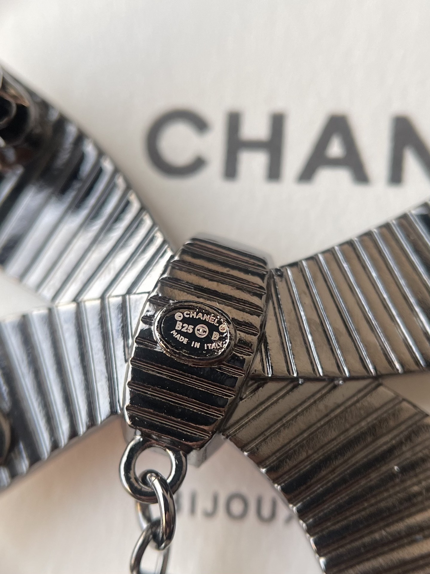 Luxury Chanel Pink Bow Brooch with Pearl Drop & Crystal Accents