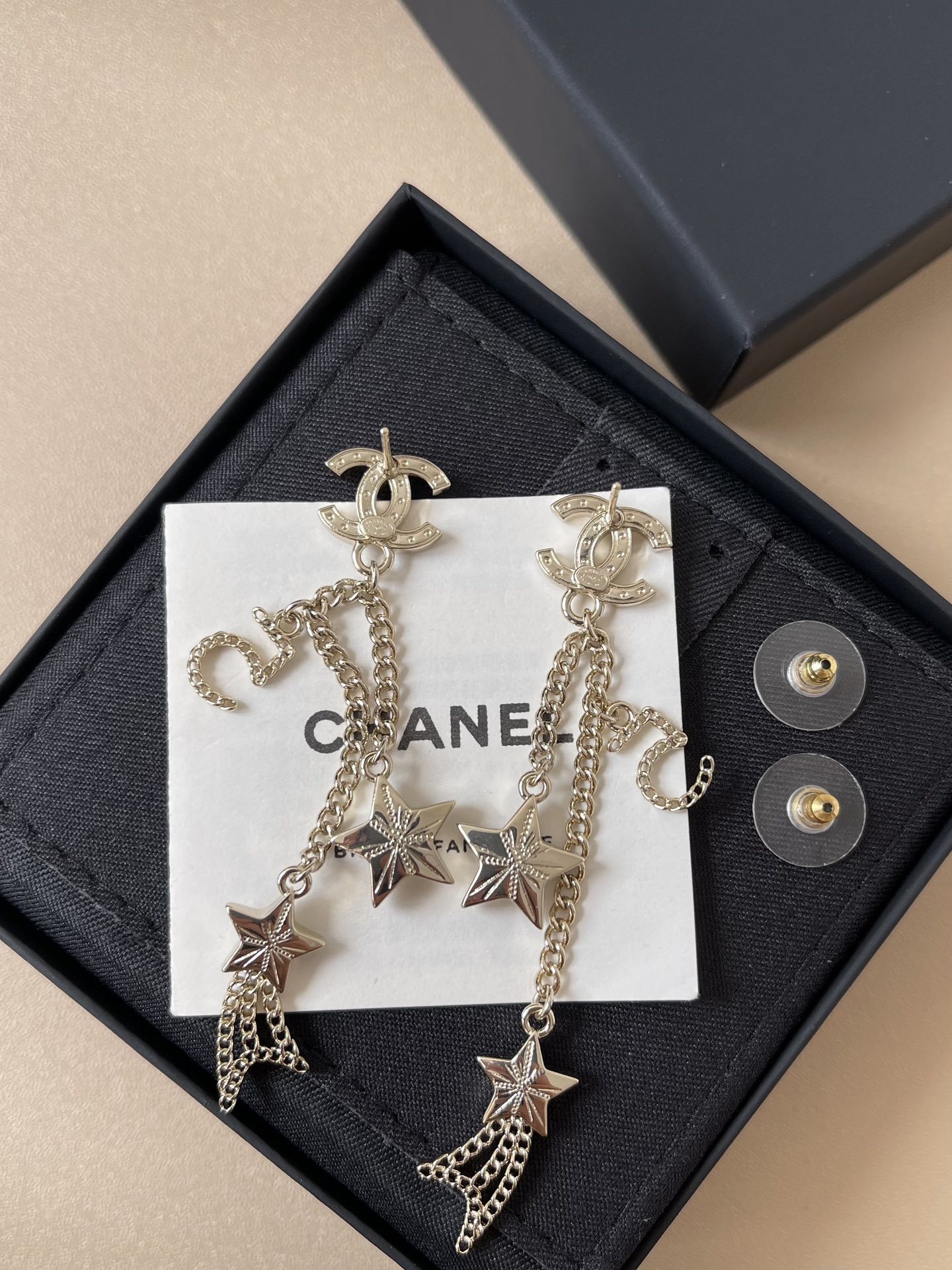 Elegant Crystal CC Star & Number 5 Long Dangle Drop Earrings