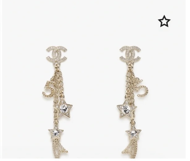 Elegant Crystal CC Star & Number 5 Long Dangle Drop Earrings