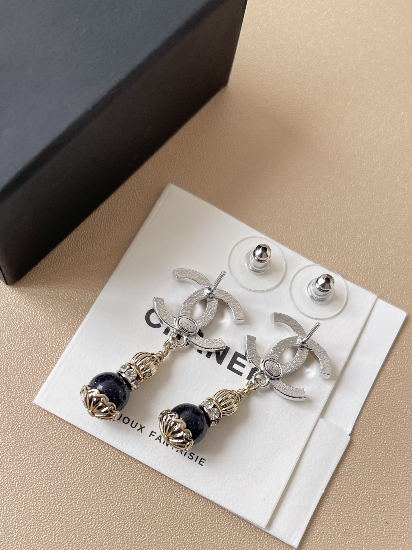 Chanel CC Logo Blue Bead Drop Earrings - 2024/25 Collection