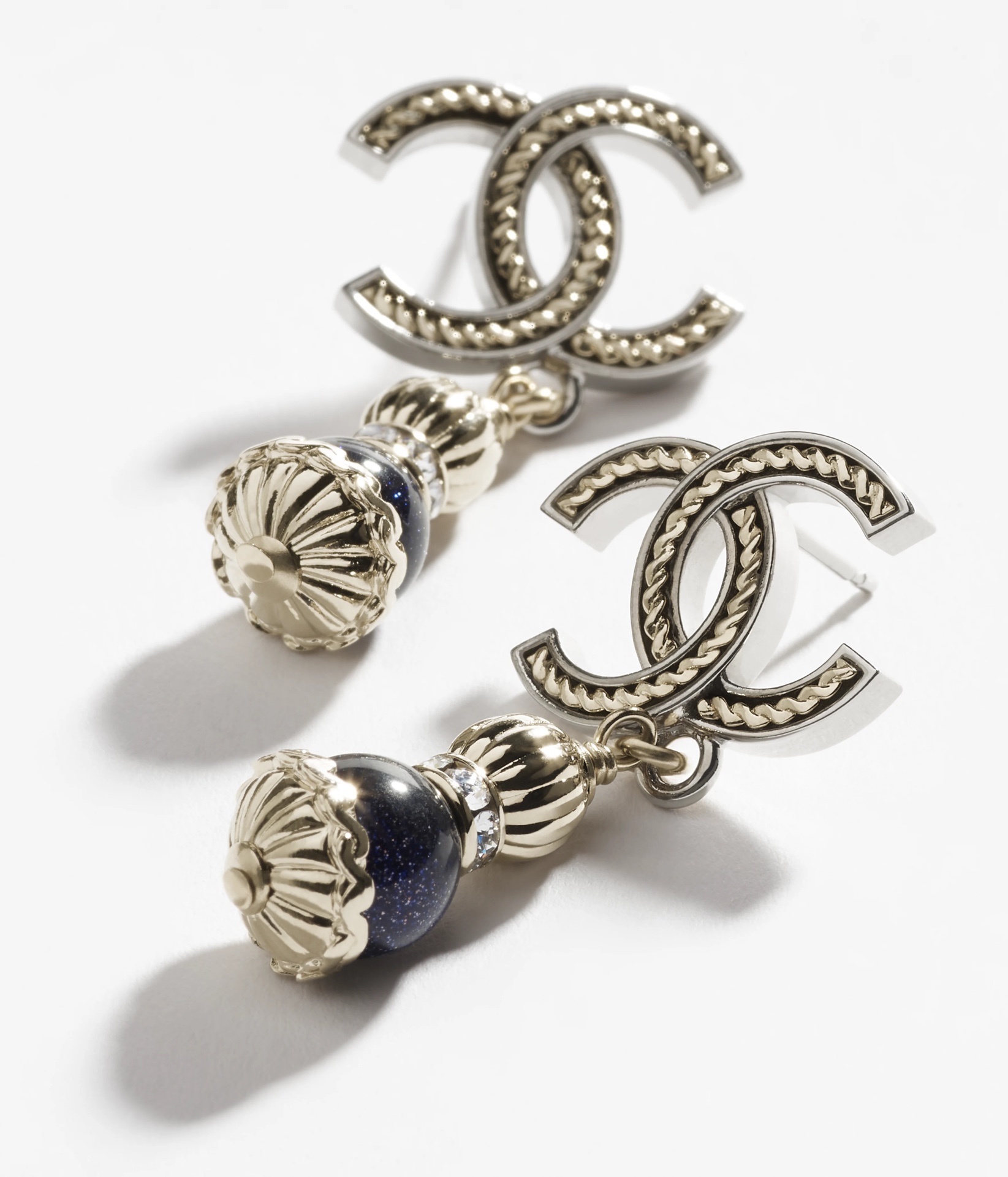 Chanel CC Logo Blue Bead Drop Earrings - 2024/25 Collection