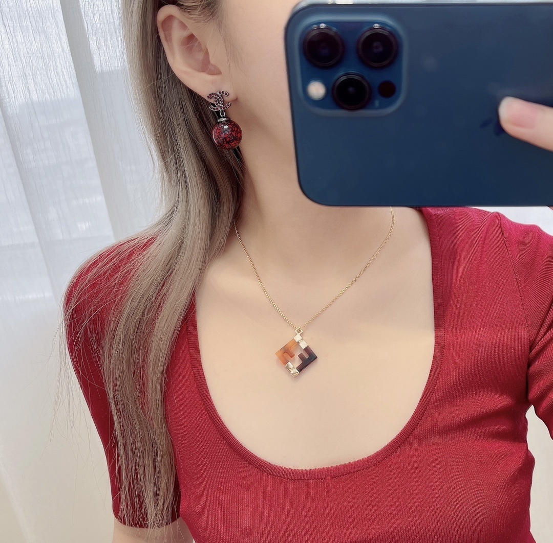 Chanel CC Logo Red Rhinestone Marbled Ball Drop Earrings 2024/25