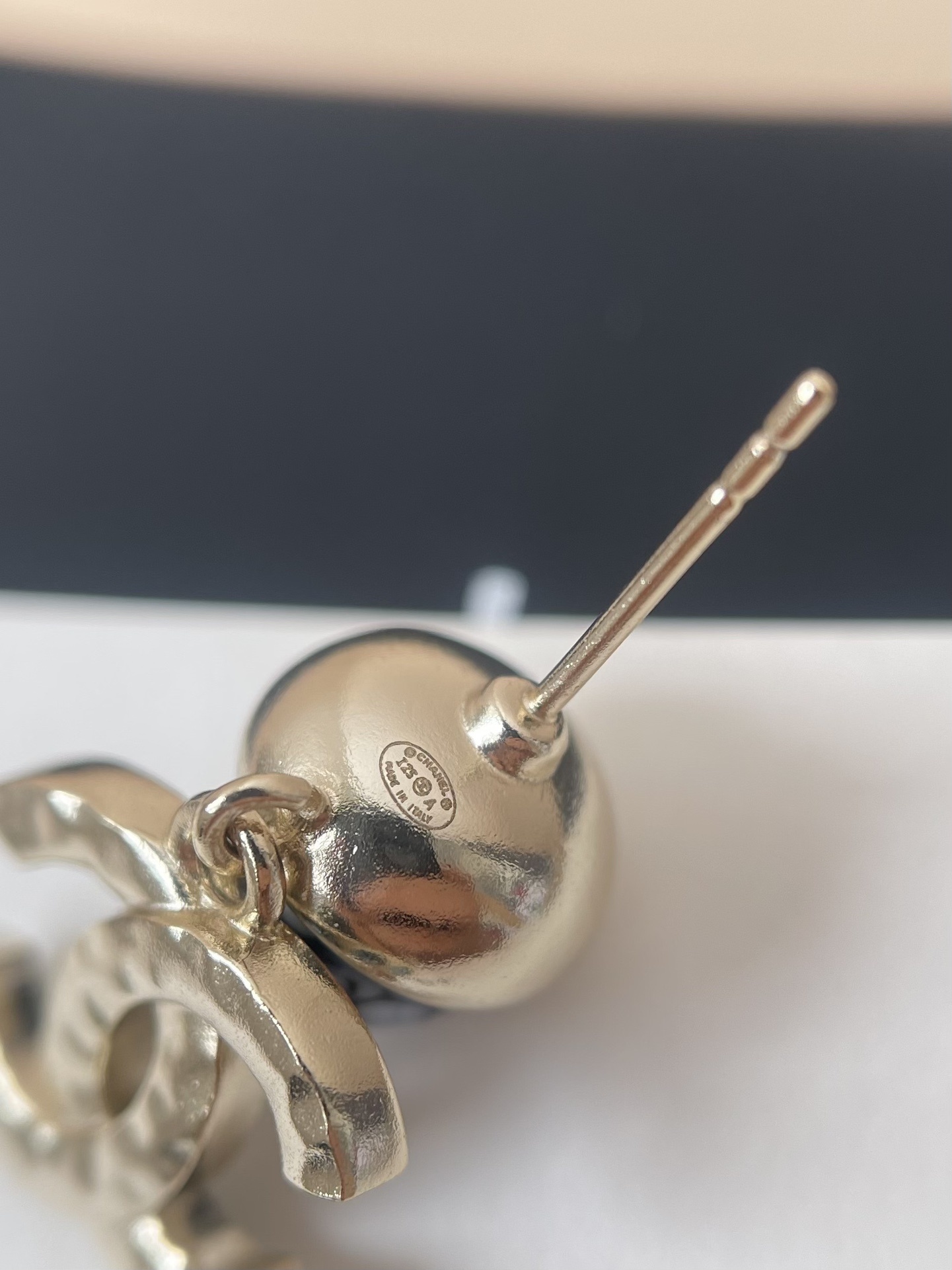 Luxury CC Logo Blue Crystal Dangle Earrings - Gold-Tone Finish