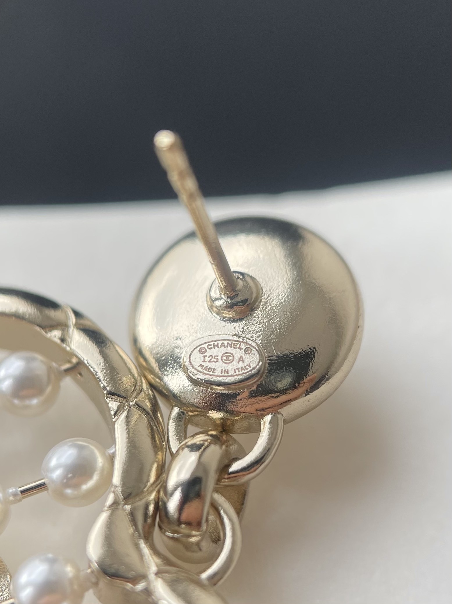 Chanel Heart Pearl Earrings with Crystal CC Logo - Gold Tone