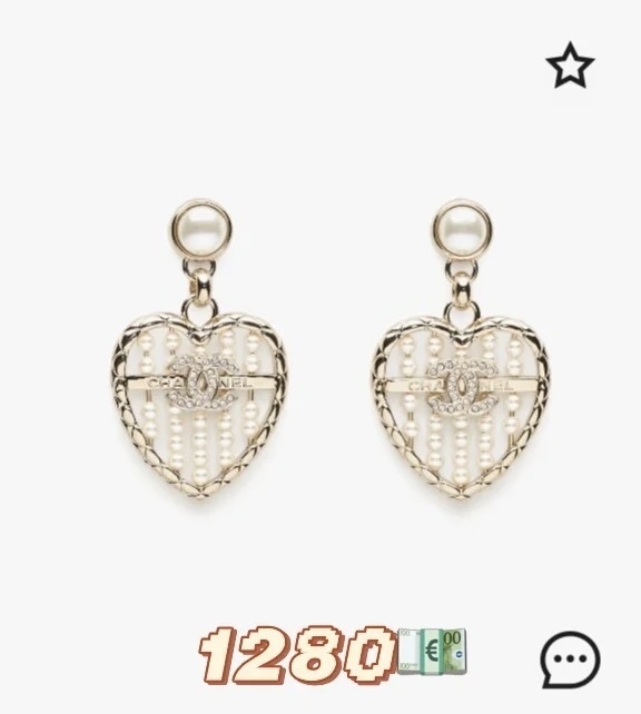 Chanel Heart Pearl Earrings with Crystal CC Logo – Gold Tone