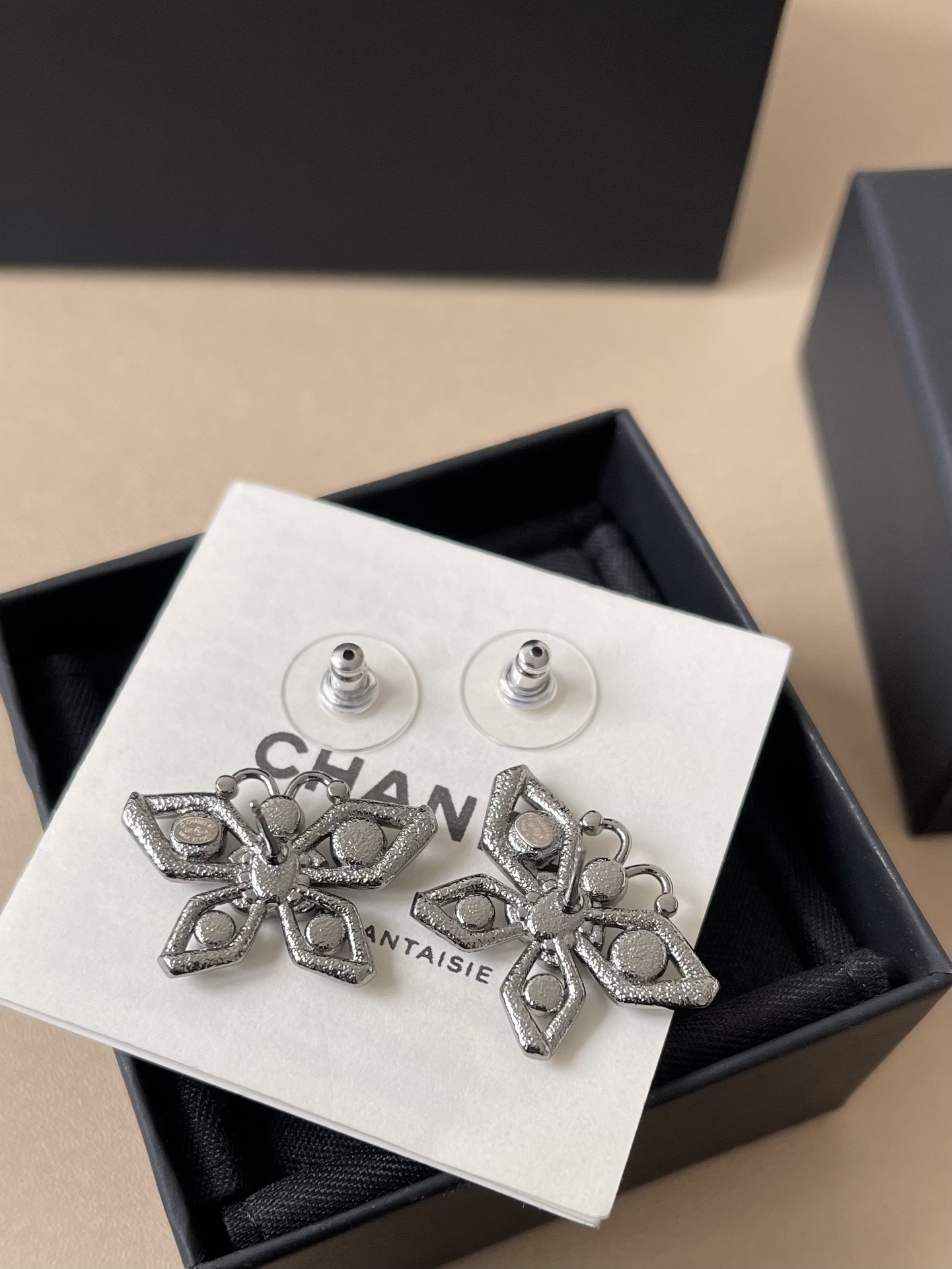 Chanel 2024/25 Métiers d'Art Butterfly Stud Earrings - Crystal & Metal