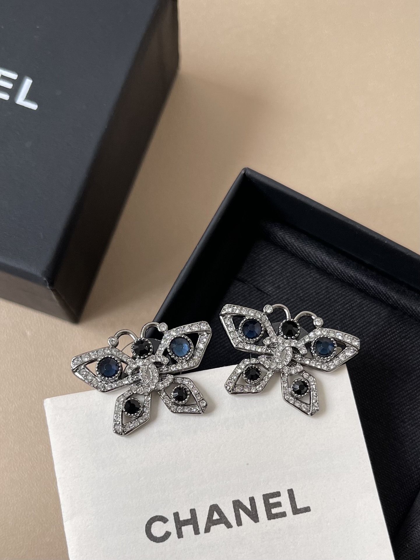 Chanel 2024/25 Métiers d'Art Butterfly Stud Earrings - Crystal & Metal