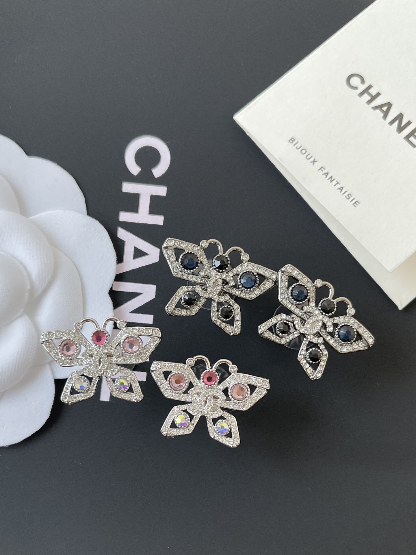 Chanel 2024/25 Métiers d'Art Butterfly Stud Earrings - Crystal & Metal