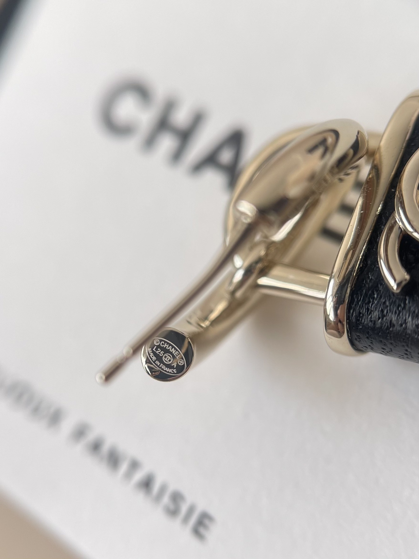 Luxury CC Logo Padlock Drop Earrings - Gold Tone & Black Enamel