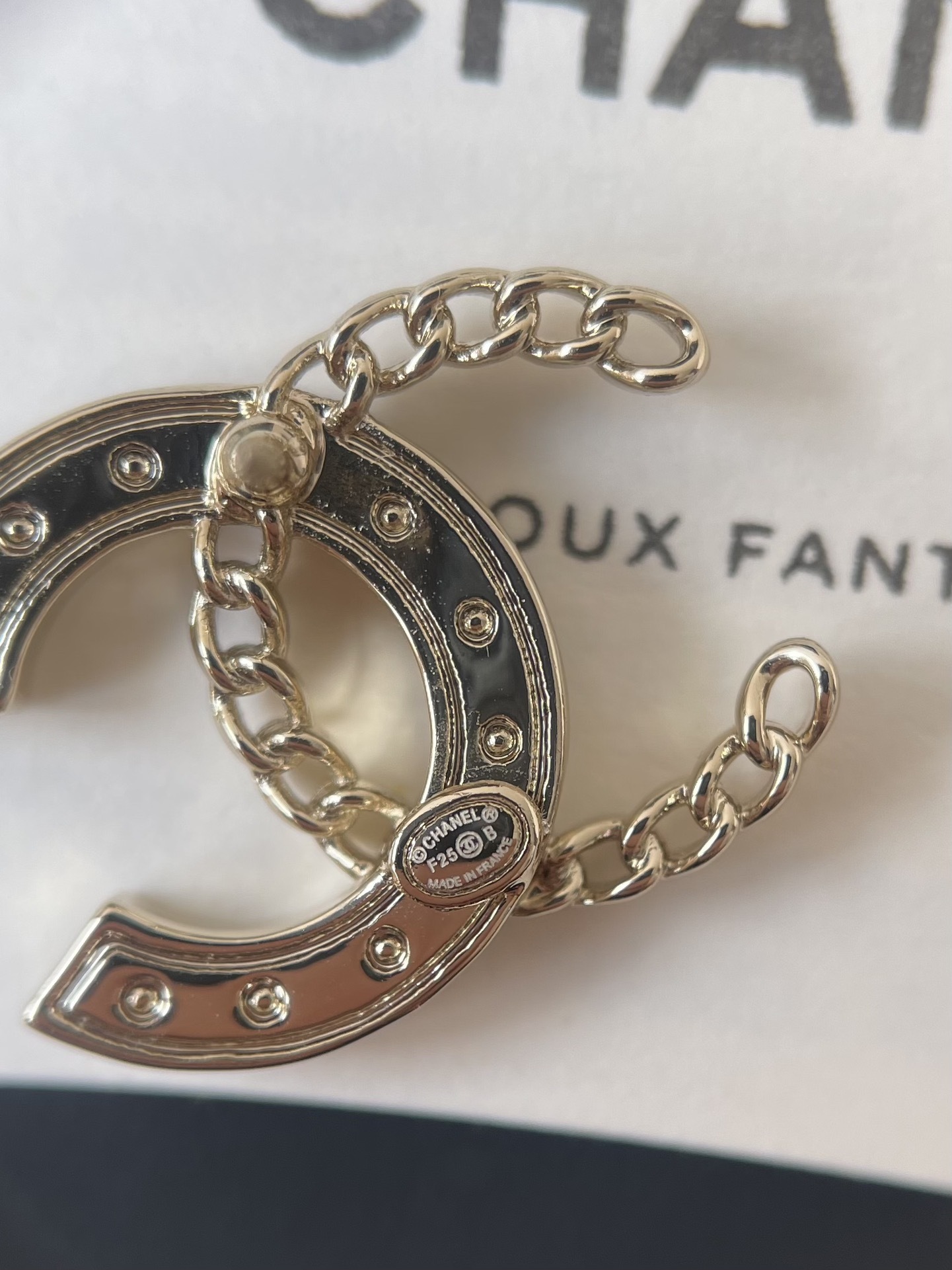 Elegant Gold Crystal Double C Logo Stud & Ear Climber Set