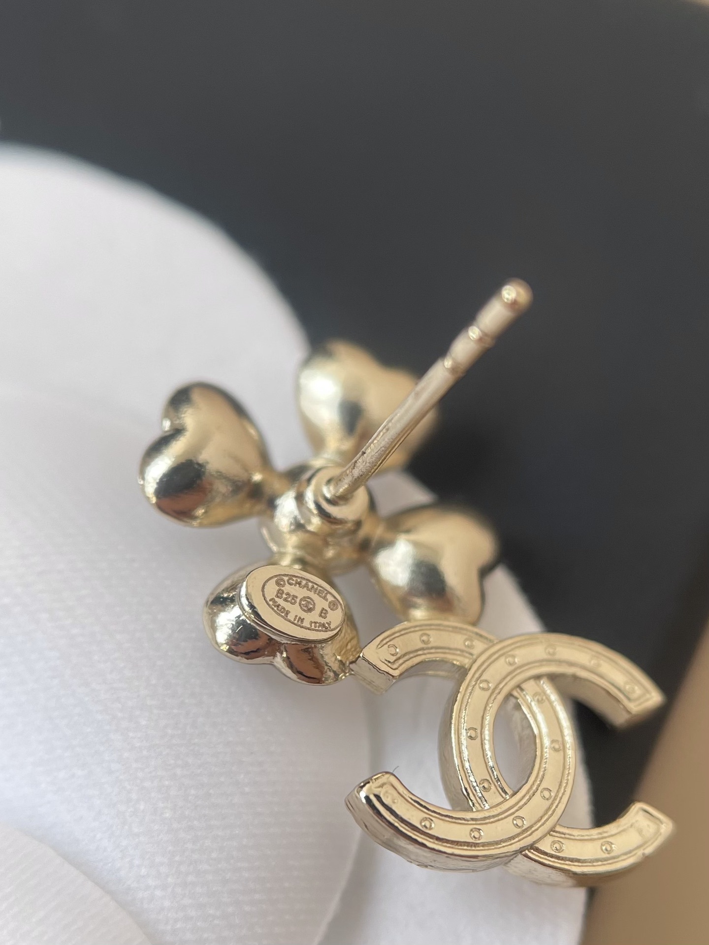 Chanel Clover Double C Crystal Pearl Stud Earrings - Luxury Jewelry