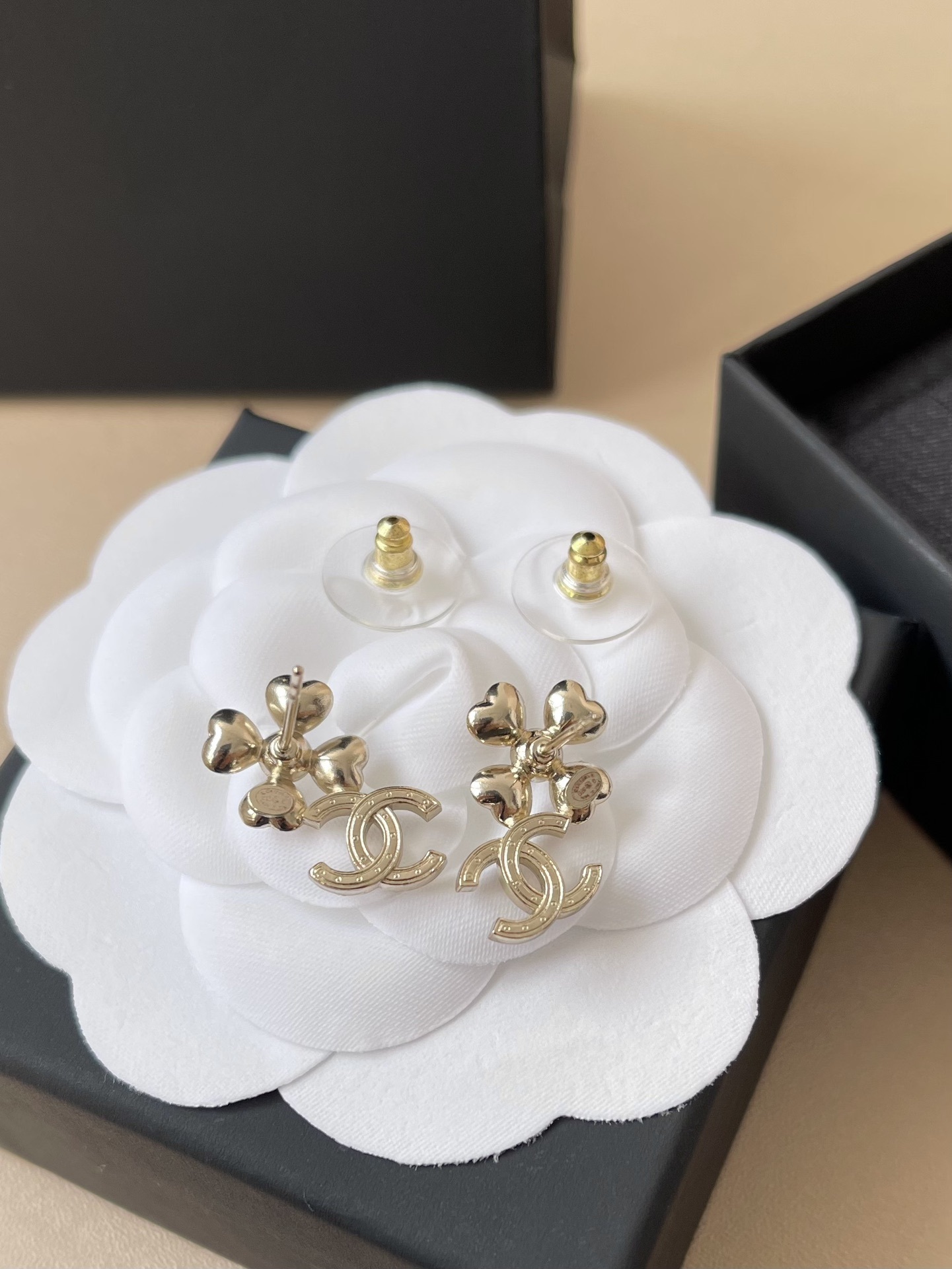 Chanel Clover Double C Crystal Pearl Stud Earrings - Luxury Jewelry