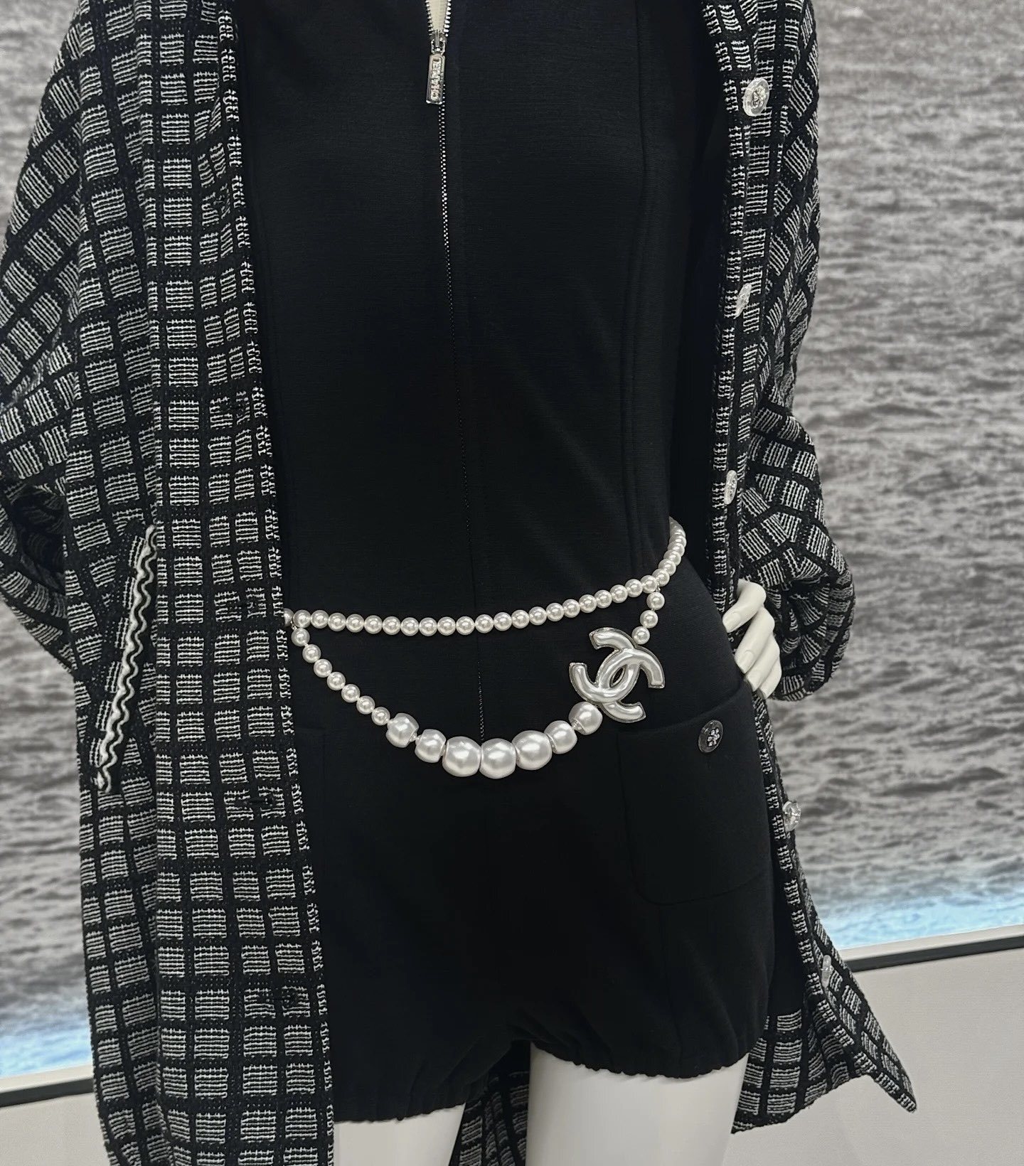 Luxury Multi-Way Pearl Necklace and Waist Belt with CC Logo