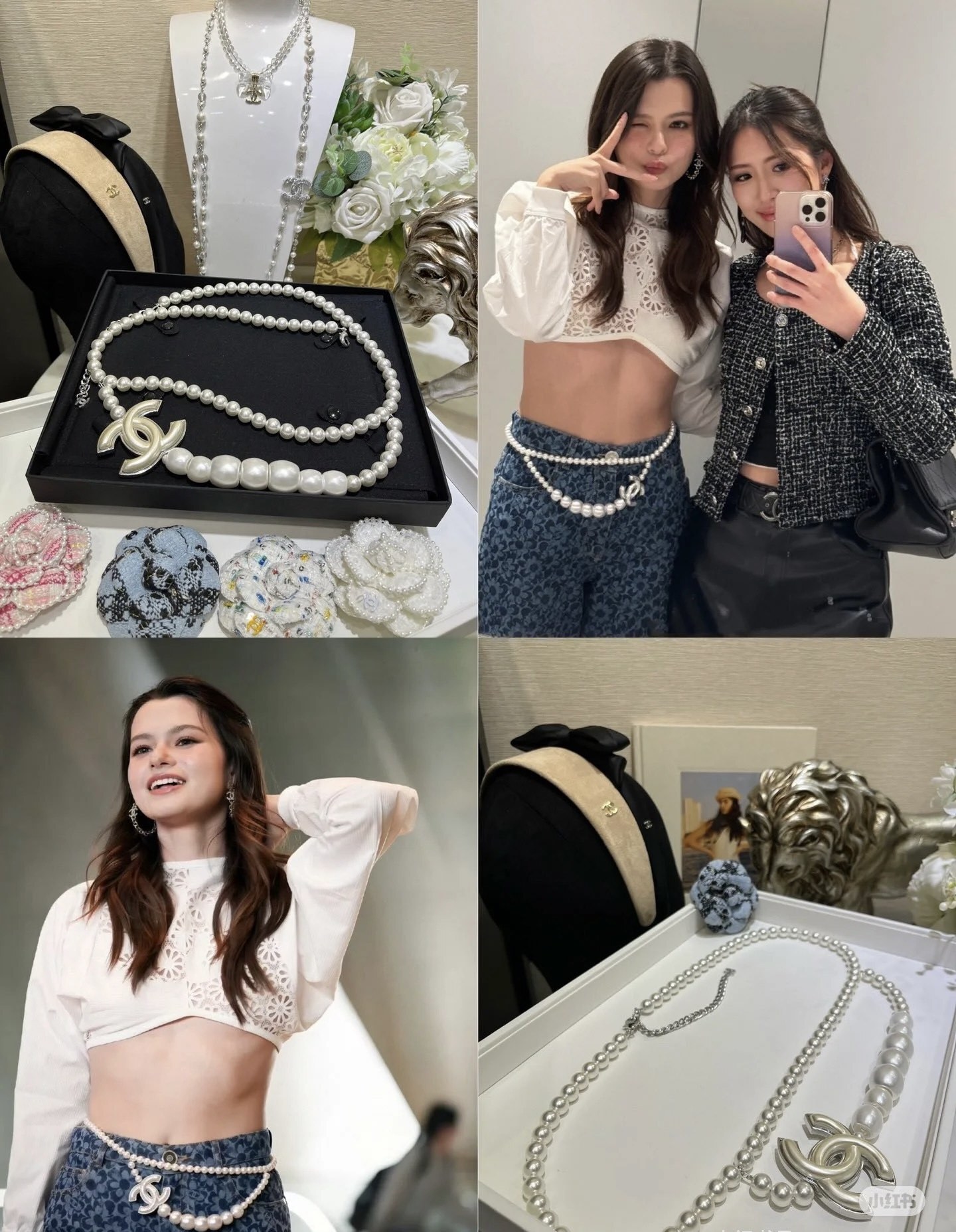 Luxury Multi-Way Pearl Necklace and Waist Belt with CC Logo