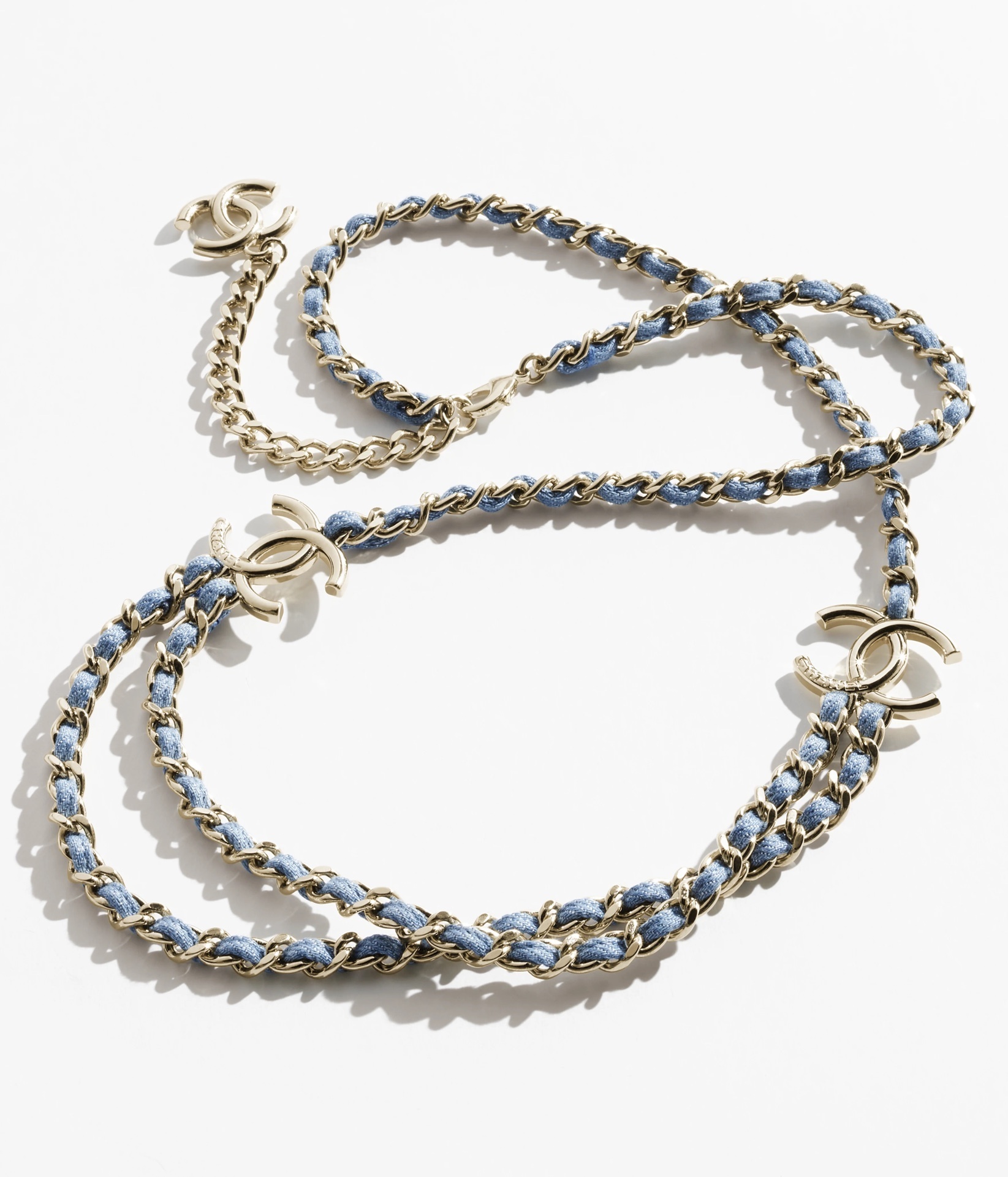 Chanel 2025 SS Denim & Gold Metal CC Logo Chain Belt