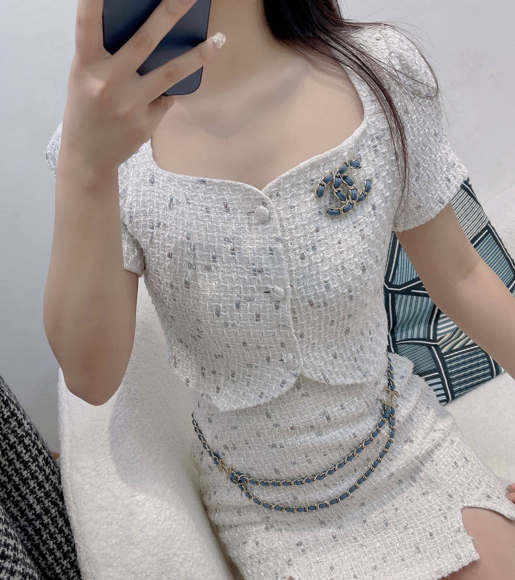 Chanel 2025 SS Denim & Gold Metal CC Logo Chain Belt