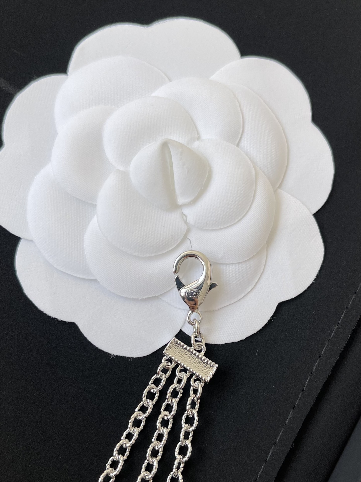 Luxury Silver Crystal Logo Multi-Chain Necklace & Waist Belt