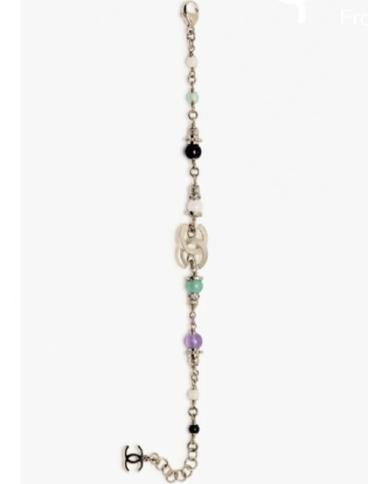 Elegant Chanel Gold-Tone Multi-Bead Charm Bracelet