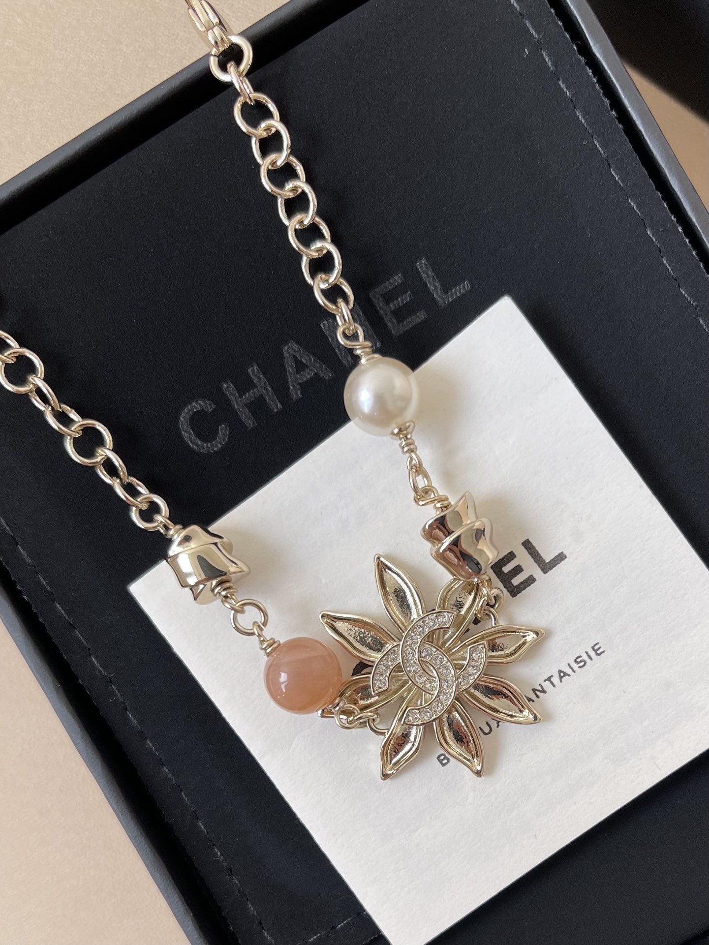 Chanel 2024/25 Metiers d'Art Gold Flower Bracelet with Pearl & Stone