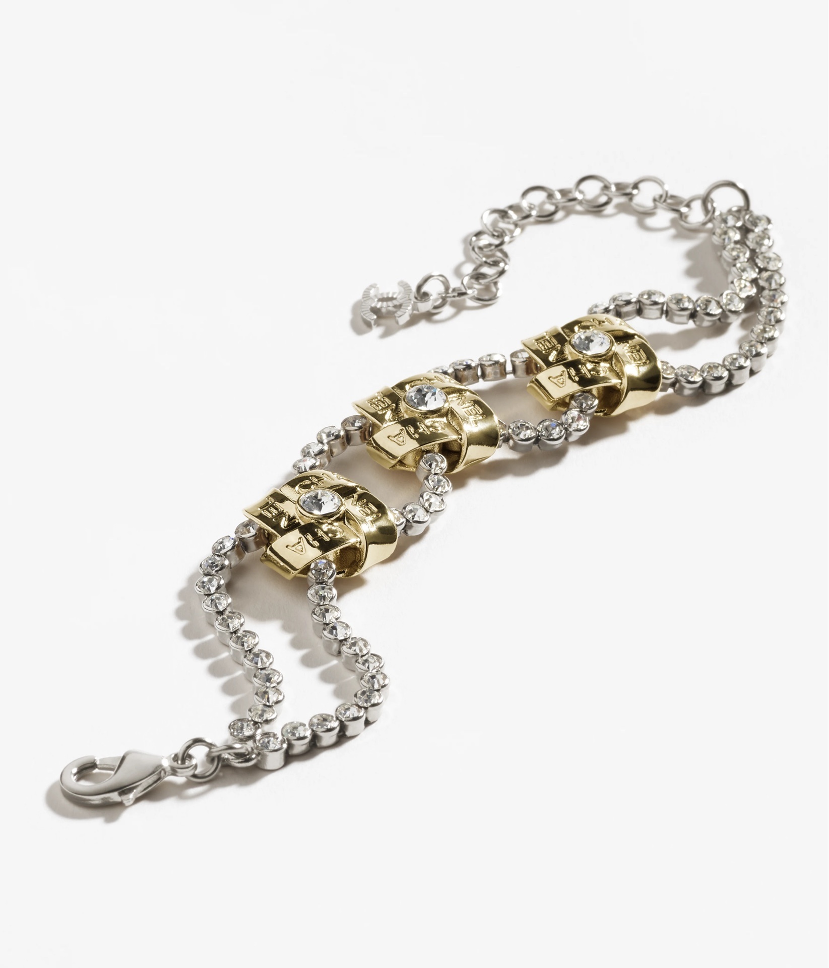 Chanel 2024/25 Métiers d'Art Gold & Crystal Double Strand Bracelet