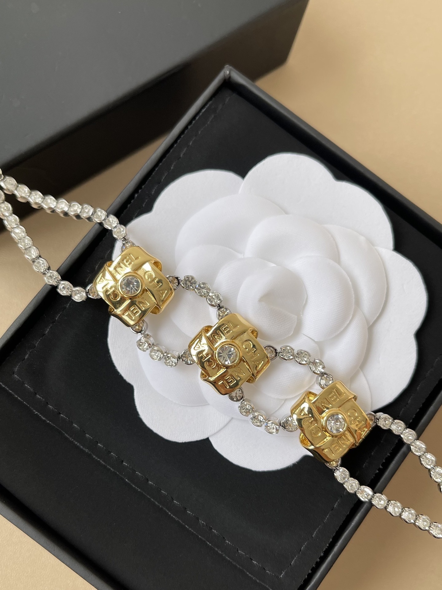 Chanel 2024/25 Métiers d'Art Gold & Crystal Double Strand Bracelet