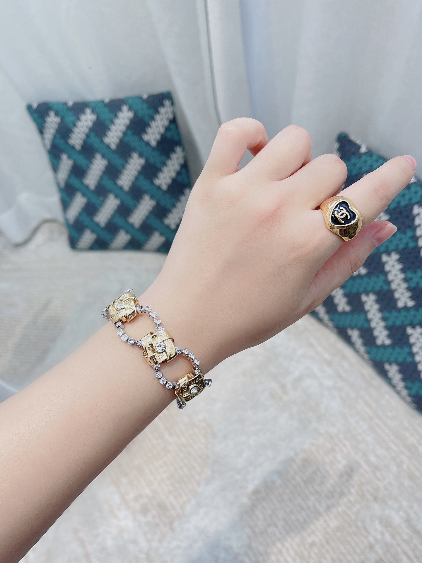 Chanel 2024/25 Métiers d'Art Gold & Crystal Double Strand Bracelet