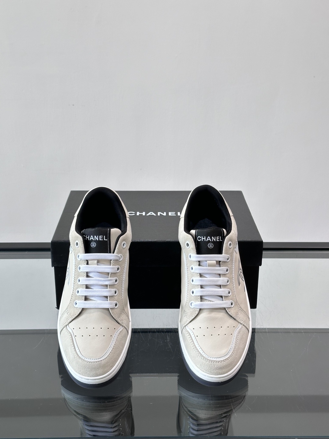 Chanel Luxury Beige Suede Low-Top Sneakers with CC Logo