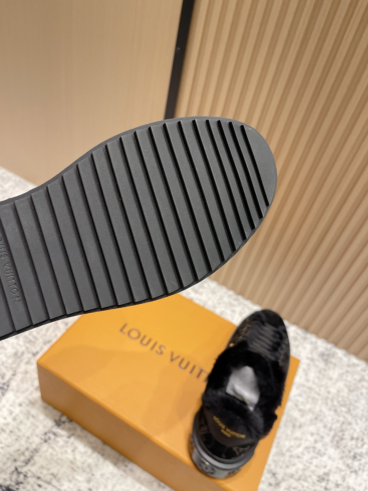 Louis Vuitton Monogram Black Fur-Lined Luxury Sneakers