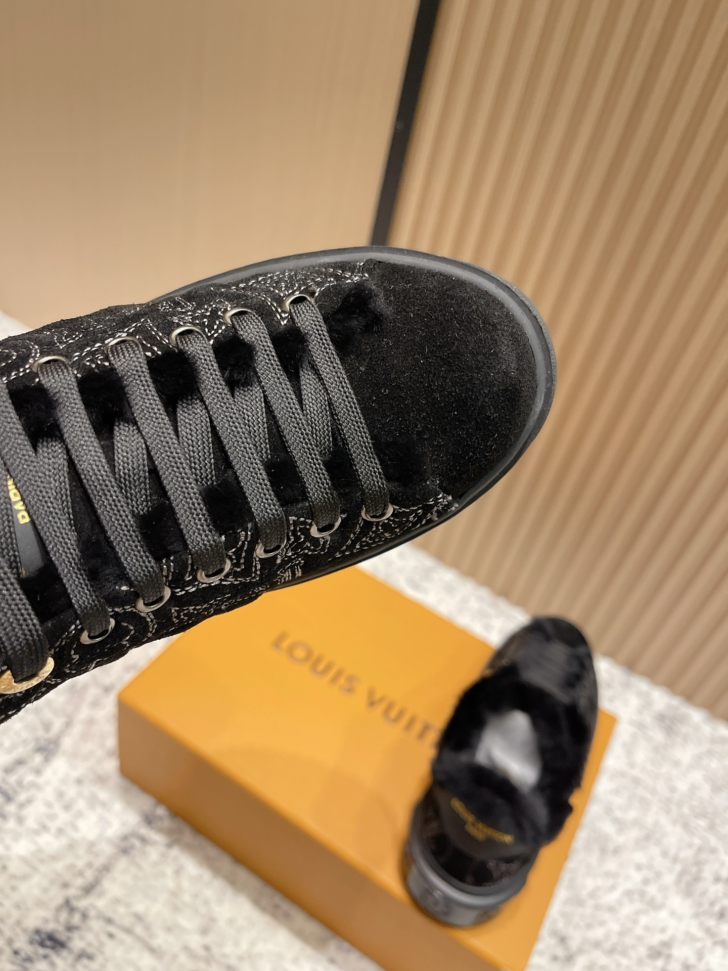 Louis Vuitton Monogram Black Fur-Lined Luxury Sneakers