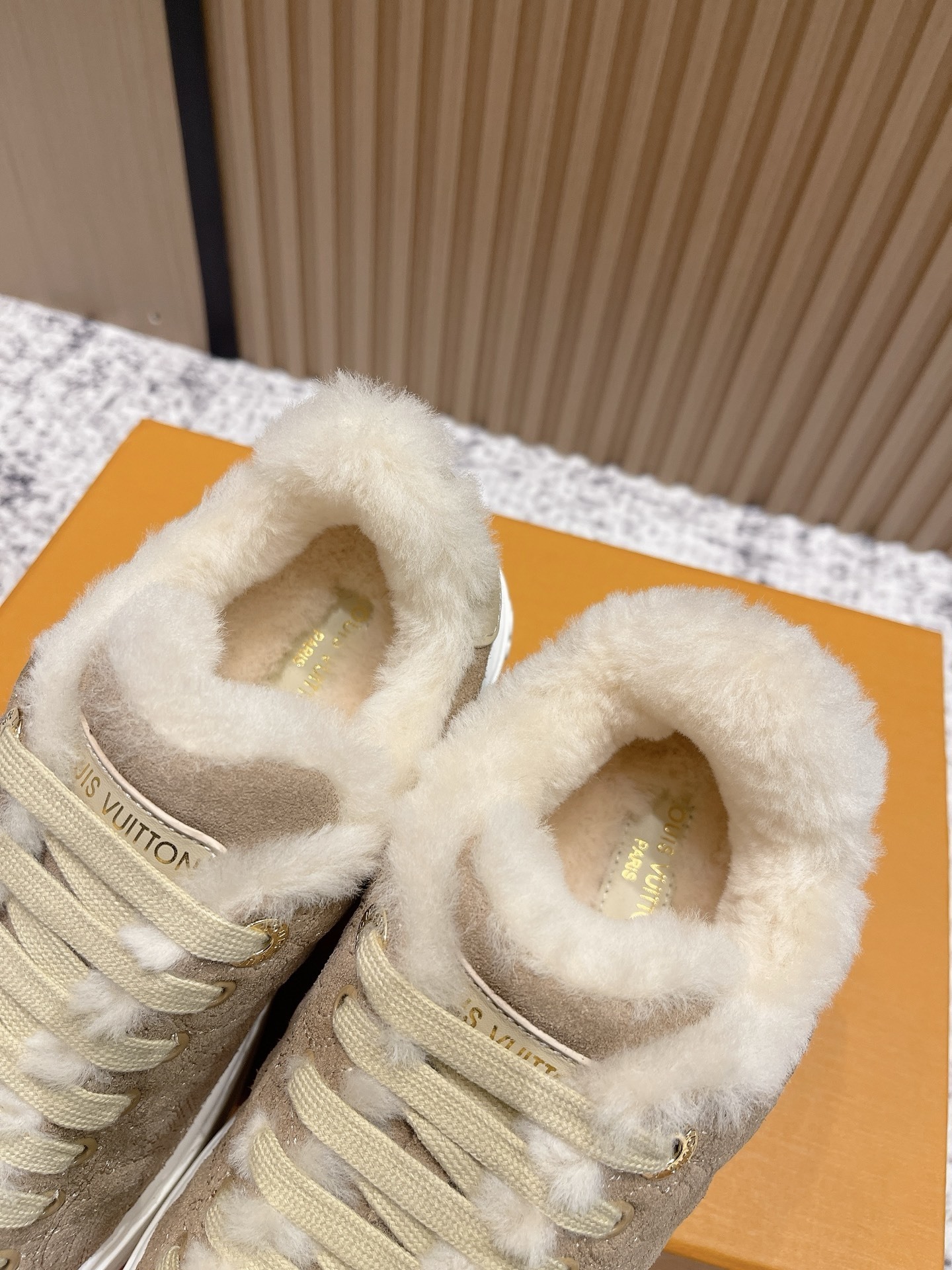 Louis Vuitton Shearling-Lined Monogram Suede Sneakers for Women